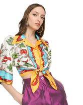 Vegetable-print till shirt with knot detail -  | Dolce & Gabbana
