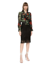 Textured chiffon pussy-bow shirt with rose print -  | Dolce &amp; Gabbana