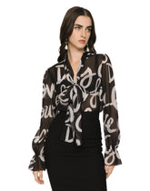 Chiffon shirt with DG Love Yourself print -  | Dolce & Gabbana