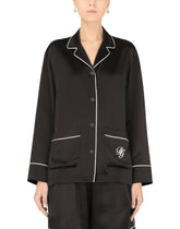 Satin pajama shirt with DG embroidery -  | Dolce &amp; Gabbana