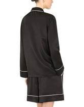 Satin pajama shirt with DG embroidery -  | Dolce &amp; Gabbana