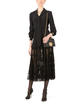 Crepe de chine pussy-bow shirt with crystal DG embellishment -  | Dolce &amp; Gabbana