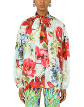 Habotai shirt with pictorial garden print -  | Dolce &amp; Gabbana