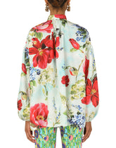 Habotai shirt with pictorial garden print -  | Dolce &amp; Gabbana