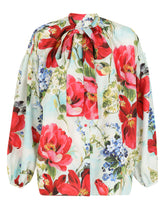 Habotai shirt with pictorial garden print -  | Dolce &amp; Gabbana