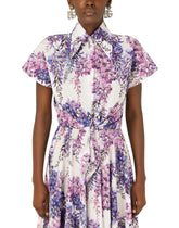 Wisteria-print poplin shirt with knot detail -  | Dolce &amp; Gabbana