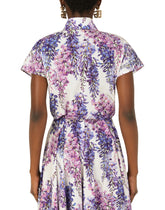 Wisteria-print poplin shirt with knot detail -  | Dolce &amp; Gabbana