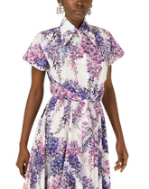 Wisteria-print poplin shirt with knot detail -  | Dolce &amp; Gabbana