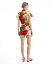 Cotton pussy-bow shirt with bouquet print -  | Dolce &amp; Gabbana