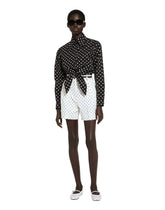 Cropped cotton poplin shirt with knot detail and polka-dot print -  | Dolce &amp; Gabbana