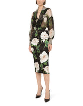 Chiffon shirt with white rose print -  | Dolce &amp; Gabbana