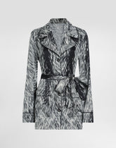 Silk satin pajama shirt with fur print -  | Dolce &amp; Gabbana