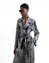Silk satin pajama shirt with fur print -  | Dolce &amp; Gabbana