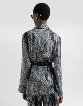 Silk satin pajama shirt with fur print -  | Dolce &amp; Gabbana