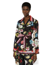 Twill pajama shirt with nocturnal flower print -  | Dolce &amp; Gabbana