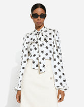 Charmeuse shirt with all-over DG logo print -  | Dolce &amp; Gabbana