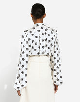 Charmeuse shirt with all-over DG logo print -  | Dolce &amp; Gabbana