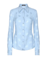 Silk jacquard shirt with all-over DG logo -  | Dolce &amp; Gabbana