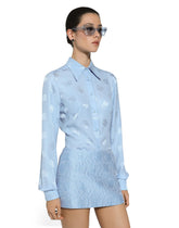 Silk jacquard shirt with all-over DG logo -  | Dolce &amp; Gabbana