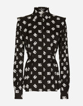 Charmeuse shirt with all-over DG logo print -  | Dolce &amp; Gabbana