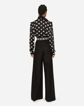 Charmeuse shirt with all-over DG logo print -  | Dolce &amp; Gabbana