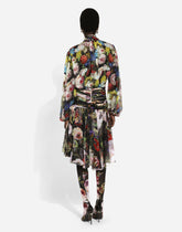 Chiffon shirt with nocturnal flower print -  | Dolce & Gabbana