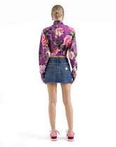 Cotton shirt with rose print bow -  | Dolce &amp; Gabbana