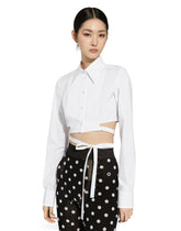 Cropped cotton shirt with criss-crossing laces -  | Dolce &amp; Gabbana