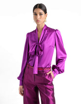 Satin shirt with bow -  | Dolce &amp; Gabbana