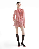 Chiffon pussy-bow shirt with ruches -  | Dolce &amp; Gabbana