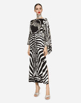 Long zebra-print charmeuse dress -  | Dolce & Gabbana