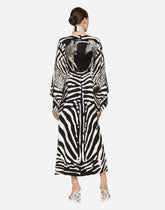 Long zebra-print charmeuse dress -  | Dolce & Gabbana