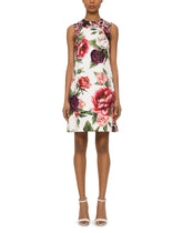 Dolce & Gabbana Sleeveless Dress In Brocade Fabric With Peonies Print -  | Dolce & Gabbana