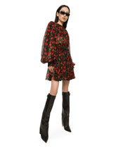 Short cherry-print chiffon dress -  | Dolce & Gabbana