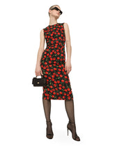 Cherry-print charmeuse midi dress -  | Dolce & Gabbana