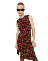 Cherry-print charmeuse midi dress -  | Dolce & Gabbana