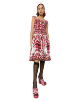 Midi corset dress in cotton poplin with majolica print -  | Dolce & Gabbana
