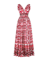 Long Majolica-print poplin dress -  | Dolce & Gabbana