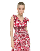 Long Majolica-print poplin dress -  | Dolce & Gabbana