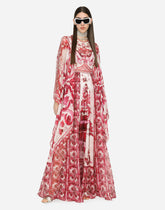 Long majolica-print chiffon dress -  | Dolce &amp; Gabbana