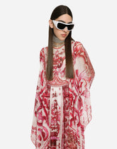 Long majolica-print chiffon dress -  | Dolce &amp; Gabbana