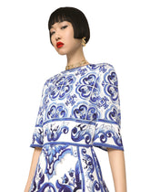 Majolica-print silk charmeuse midi dress -  | Dolce &amp; Gabbana