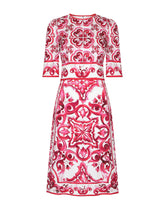 Majolica-print silk charmeuse midi dress -  | Dolce & Gabbana