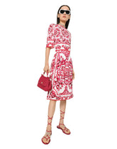 Majolica-print silk charmeuse midi dress -  | Dolce & Gabbana