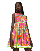 Short citrus-print poplin dress -  | Dolce & Gabbana