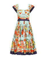 Bustier midi dress in citrus-print poplin -  | Dolce & Gabbana