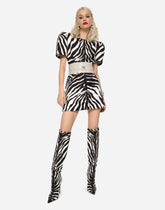 Short zebra-print brocade dress -  | Dolce & Gabbana