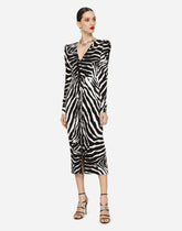 Zebra-print cady calf-length dress -  | Dolce & Gabbana