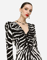 Zebra-print cady calf-length dress -  | Dolce & Gabbana