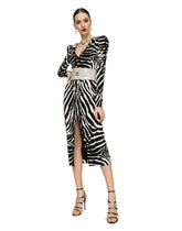 Zebra-print cady calf-length dress -  | Dolce & Gabbana